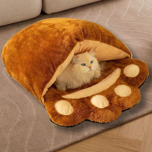 Plush Bear Paw Cat Bed
