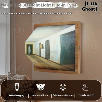 3D Naked-Eye Visual Effect Small Wall Night Lamp for Home